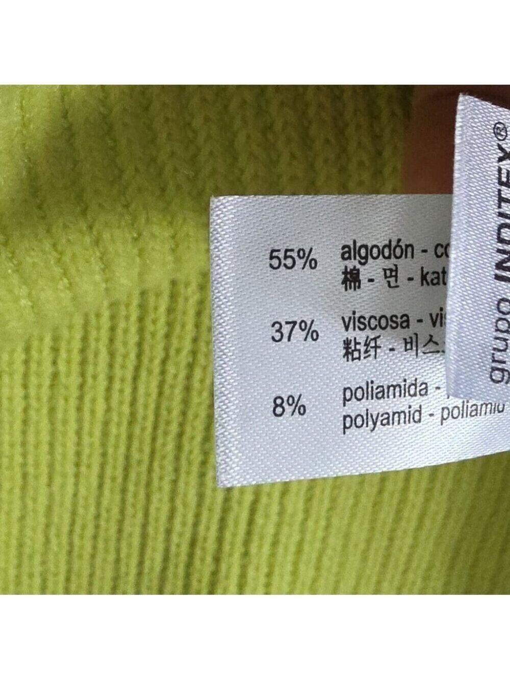 ZARA | V-neck Sweater Vest Ribbed Lime Green Cotton Sz S - Picture 4 of 6
